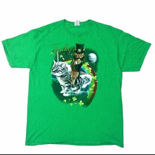 ラッキー 半袖Tシャツ アニマルT ユニコーン 猫 クローバー e57(Tシャツ/カットソー(半袖/袖なし))