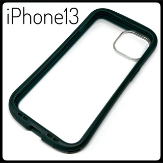 iPhone13  ケース　耐衝撃　クリア　ストラップホール　スマホ　カバー　緑(iPhoneケース)