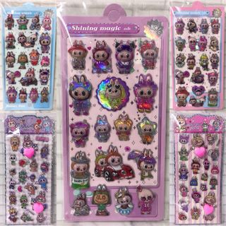 ラブブ 3Ｄ ボンボンドロップシール ５種セット ９５枚 プリズム版(キャラクターグッズ)