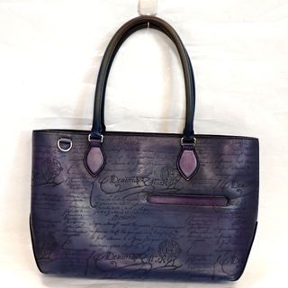 ベルルッティ(BERLUTI)のTh674121 ベルルッティ トゥジュール ミニ トートバッグ カリグラフィ 本革 ブルー系～パープル系 メンズ Berluti 中古(トートバッグ)
