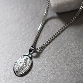 コインネックレス メンズ マリア ステンレス 喜平ェーン シルバー 50cm ◎(ネックレス)