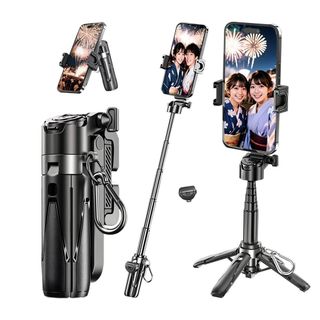 自撮り棒 充電式 スマホスタンド 卓上 収納 11.5cm アルミ合金製 高い安(その他)