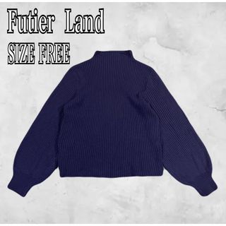フューティアランド(futier land)のFutier Land レディース リブ編み ボリューム袖 ニット パープル(ニット/セーター)