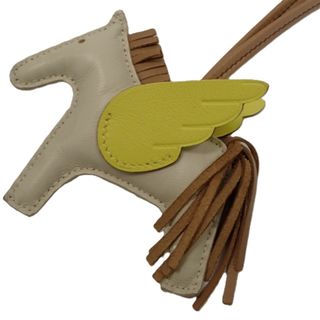 エルメス(HERMES)のThH481 エルメス ロデオチャーム ペガサスPM U刻印 本革 ホワイト×イエロー系×ブラウン系 HERMES 良好・中古(チャーム)